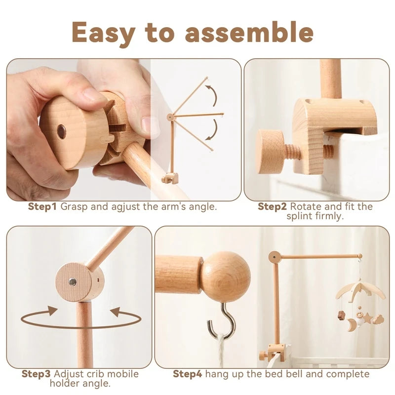 Revolving Music Box For Newborns Baby Crib Imitation Wood Color Hanging Rattle Baby Soothing Musical Toys 0-12 Months Baby Gift