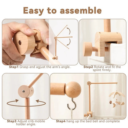 Revolving Music Box For Newborns Baby Crib Imitation Wood Color Hanging Rattle Baby Soothing Musical Toys 0-12 Months Baby Gift