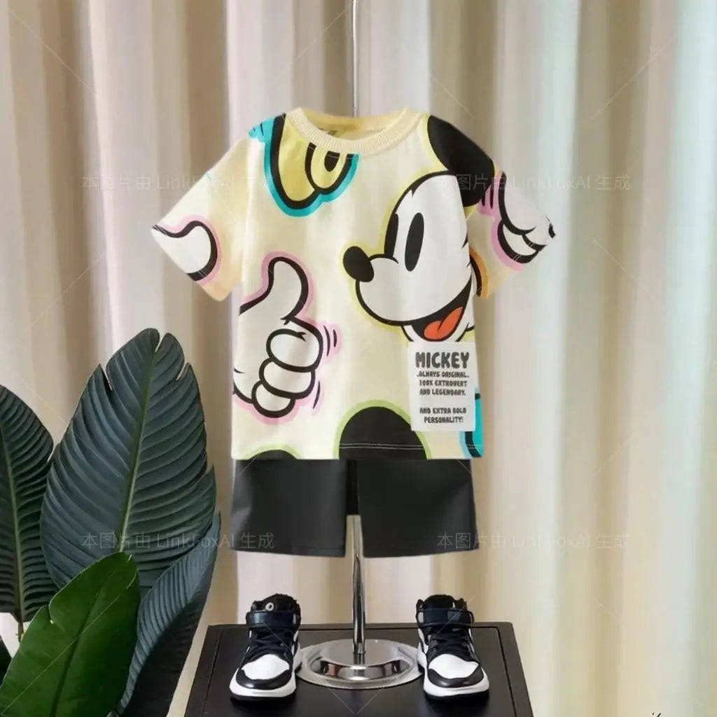 Boys' Set Summer Short Sleeved Casual T-shirt+shorts Set 2-piece Clothing For Children Infants And Young Children Boys' Set