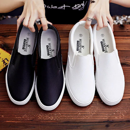 New Shoes for Men Leather Casual Shoes Spring Fashion Concise Flat Shoes 2 Colors Slip-on Loafers (Available)