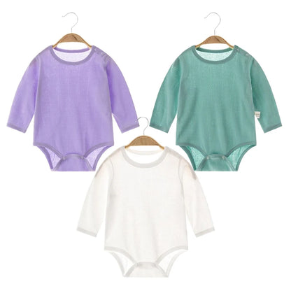 Newborn Girls Clothes 100% Cotton Baby Boy Bodysuit Long Sleeve Summer Birthday Infant Romper Solid Color Solid Baby Clothes