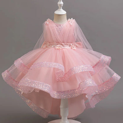 Tailing Dresses For Flower Girls Party Princess Purple Dress Kids Girl Dresses For Wedding Birthday Ceremony