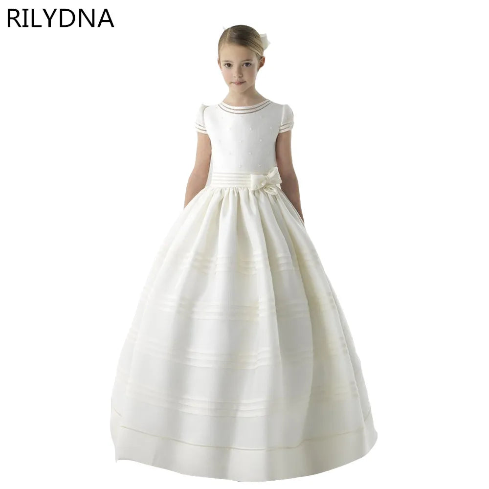 Flower Girl Dresses For Wedding Junior Bridesmaid Vintage Kids Evening Birthday Party Princess Gown Lolita First Communion