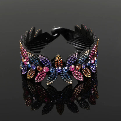 AWAYTR Fashion Rhinestone Hair Claws Ponytail Holder Hairpin Women Crystal Bird Nest Twist Clip Bun Hair Clip Hair Accessories
