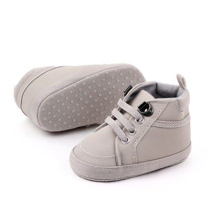 Brand Newborn Baby Boy Shoes Soft Sole Crib Shoes Warm Boots Anti-slip Sneaker Solid PU First Walkers for 1 Year Old 0-18 Months