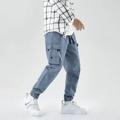 Men Joggers Cargo Denim Pants Baggy Harem Japanese Streetwear Styke Male Ankle Harajuku Casual Hip Hop Jeans Trousers Men