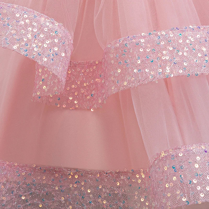 Tailing Dresses For Flower Girls Party Princess Purple Dress Kids Girl Dresses For Wedding Birthday Ceremony