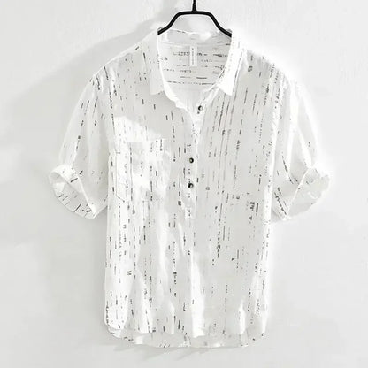 Summer Men Clothing 2025 New Fashion Casual Versatile Shirt Short-sleeved Top Loose Printed Thin   (Available)