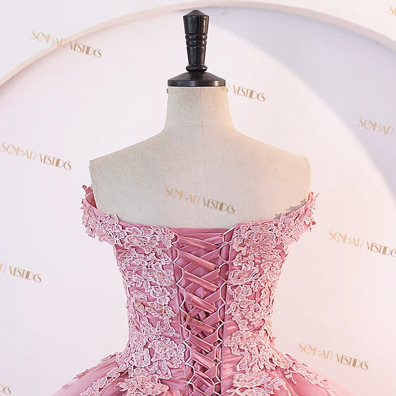 Dust Pink Party Dresses 15 Quinceanera Dresses Ball Gown Elegant Off Shoulder Prom Gown Formal 15 Year Old Dress Customized