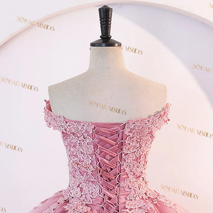 Dust Pink Party Dresses 15 Quinceanera Dresses Ball Gown Elegant Off Shoulder Prom Gown Formal 15 Year Old Dress Customized