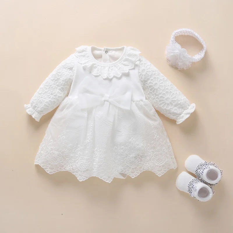 Newborn Baby Girl Dress Baptism Dress White Christening Clothes For Baby Girl Lace Vestido Bebe Robe Bapteme 3 6 9 Months