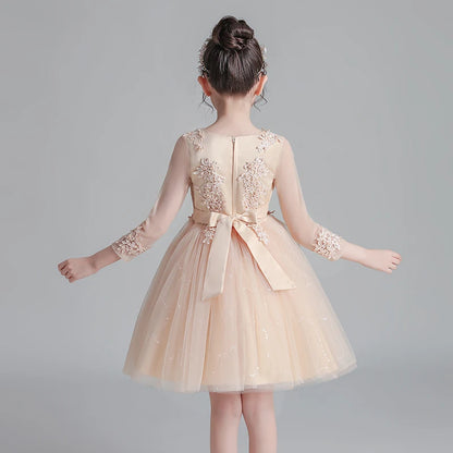 Girls Dress New Design Tail Evening Bridesmaid Wedding Casual Elegant New Year Princess Children Party Dress