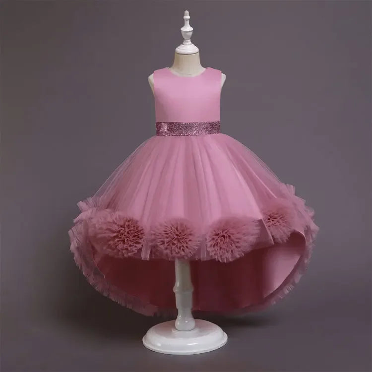 Summer Kids Dresses for Girls Casual Flower Girl Dresses for Weddings Solid Satin Sleeveless Children Girl Dress 3-10 Years