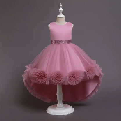 Summer Kids Dresses for Girls Casual Flower Girl Dresses for Weddings Solid Satin Sleeveless Children Girl Dress 3-10 Years
