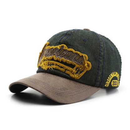 Embroidery Letters Denim Baseball Cap For Men Women Fashion Patchwork Sunshade Peaked Hat Hip Hop Cotton Dad Trucker Caps