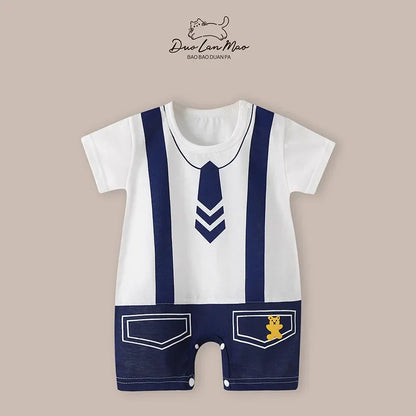 0-2 Years Baby Boys Summer Thin Cartoon Rompers Baby Girls Short Sleeve Bodysuit Newborn Infants Jumpsuit New Costume