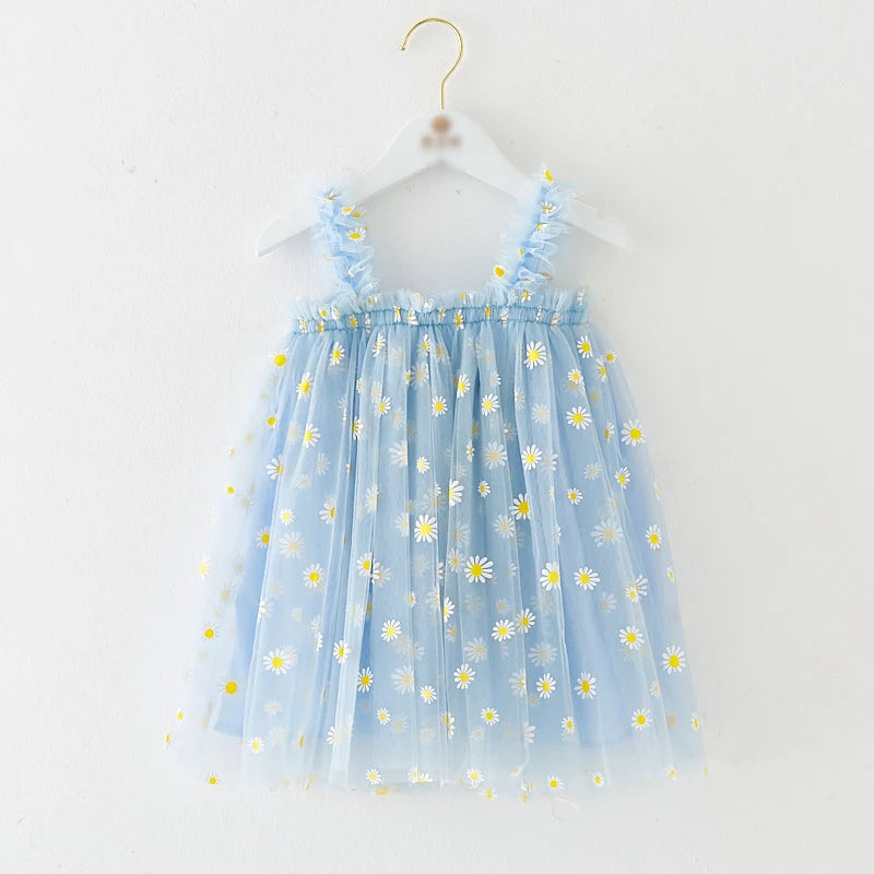 Eu's SWIND Baby Girls Summer Dresses Floral Sleeveless Birthday Party Evening Children Clothes Sweet Toddler Kids Costume