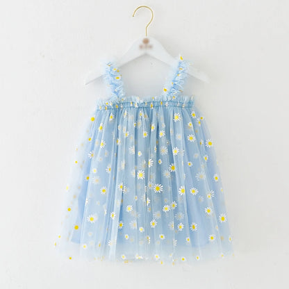 Eu's SWIND Baby Girls Summer Dresses Floral Sleeveless Birthday Party Evening Children Clothes Sweet Toddler Kids Costume