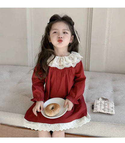 Girls' Dress Spring and Autumn 2025 New Children's Foreign Spring Dress Long Sleeve Skirt Spring Girl Princess Dress