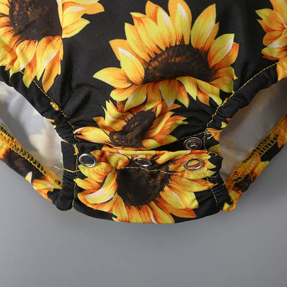 Summer Baby Clothes Set Boy Romper Bodysuit Sunflower Print Tops+Straps Pants 2Pcs Suit Kid Outfit Newborn Toddler Jumpsuit A597