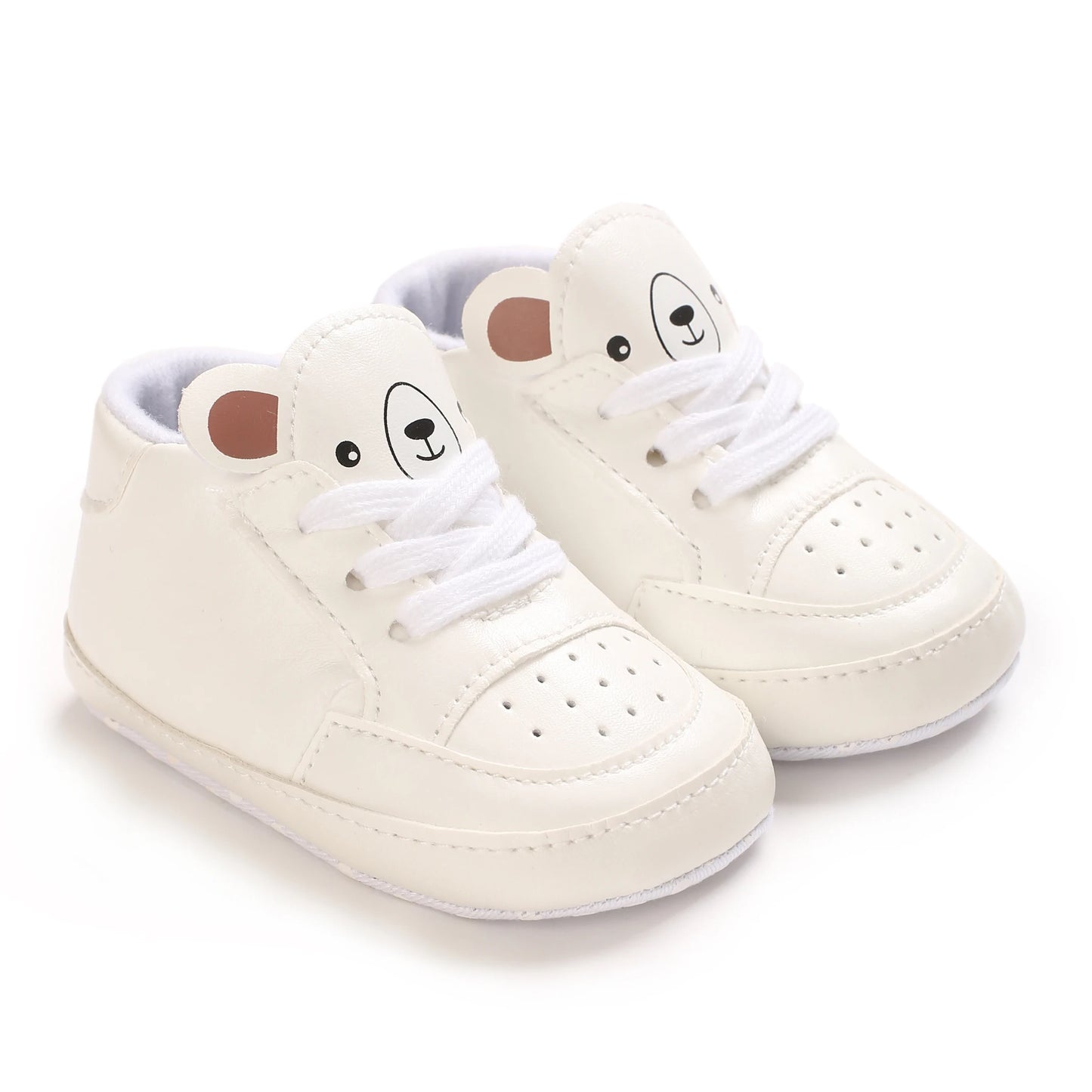 NEW Baby Shoes Newborn Boys Sneaker Girls Cartoon First Walkers Kids Toddlers Lace Up PU Leather Soft Soles Sneakers 0-18 Months