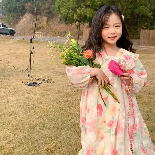New Summer Kids Dresses for Girls Pure Color All-match Lace Girls  Short-sleeved Dress Baby Princess Dress Girls Clothes