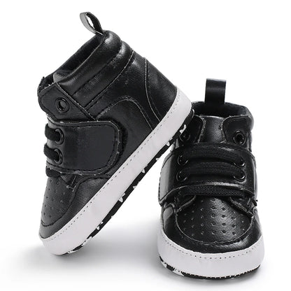 Newborn Baby Fashion Sneakers Shoes Boys Girls Solid Lace Up High Shoes Toddlers Breathable Non Slip First Walkers 0-18 Months