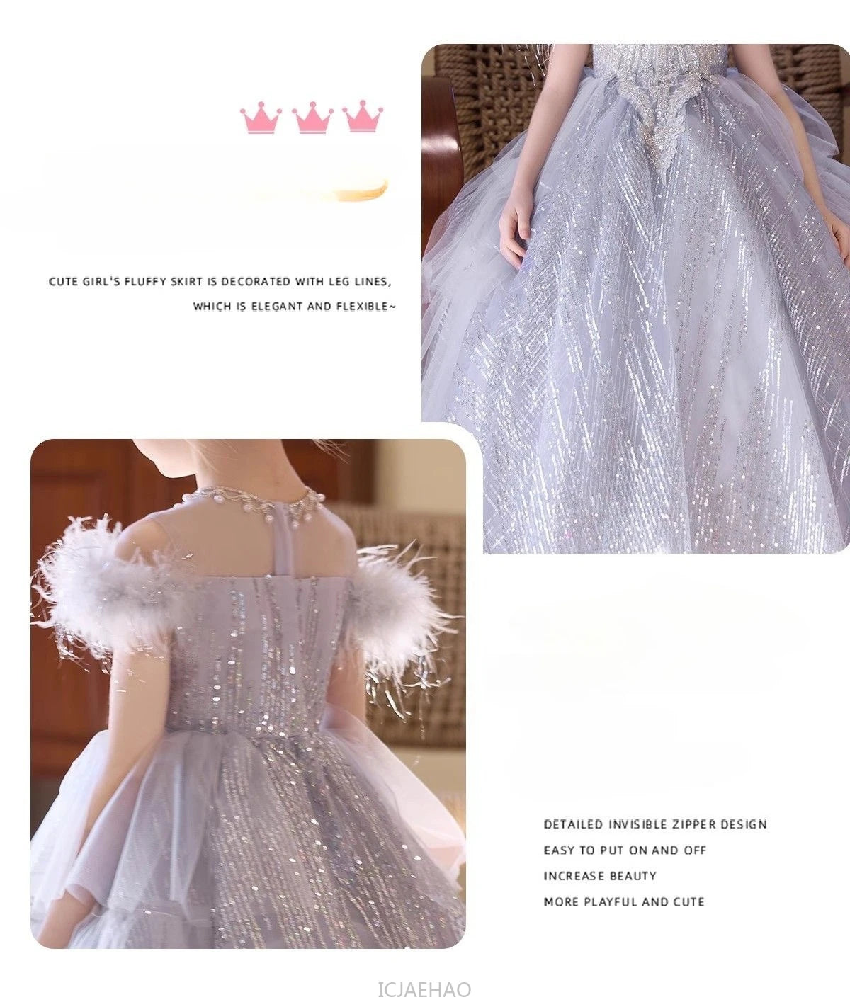 Party Dress Girls Evening Princess Dresses Vestido Piano Recital Performance Outfit Gown Children Costume Birthday Pageant Host