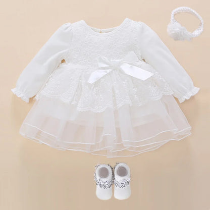 Newborn Baby Girl Dress Baptism Dress White Christening Clothes For Baby Girl Lace Vestido Bebe Robe Bapteme 3 6 9 Months
