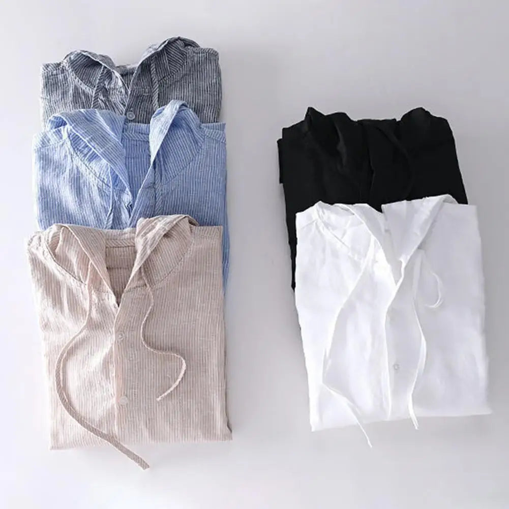 Men Summer Shirt Sun Anti UV Long Sleeve Hooded Drawstring Single breasted Soft Loose Breathable Cardigan Coat Top (Available)