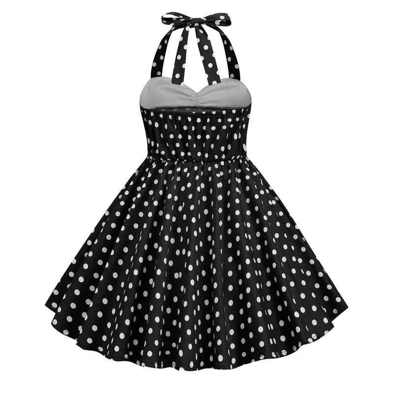 European and American girls' dressnew style halter polka dot retro children's dress, party carnival children's performance dress