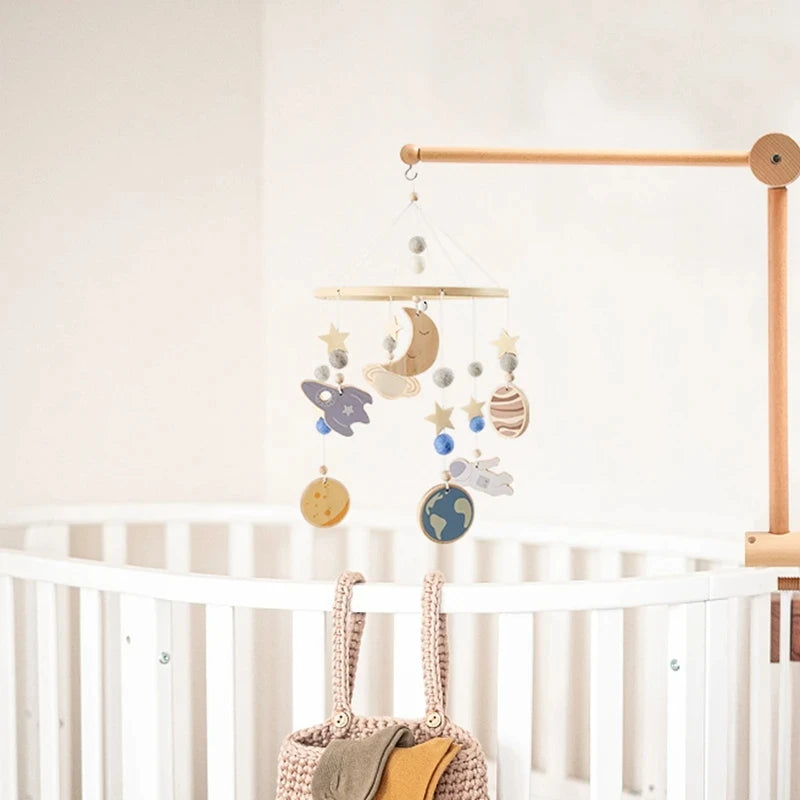 Revolving Music Box For Newborns Baby Crib Imitation Wood Color Hanging Rattle Baby Soothing Musical Toys 0-12 Months Baby Gift