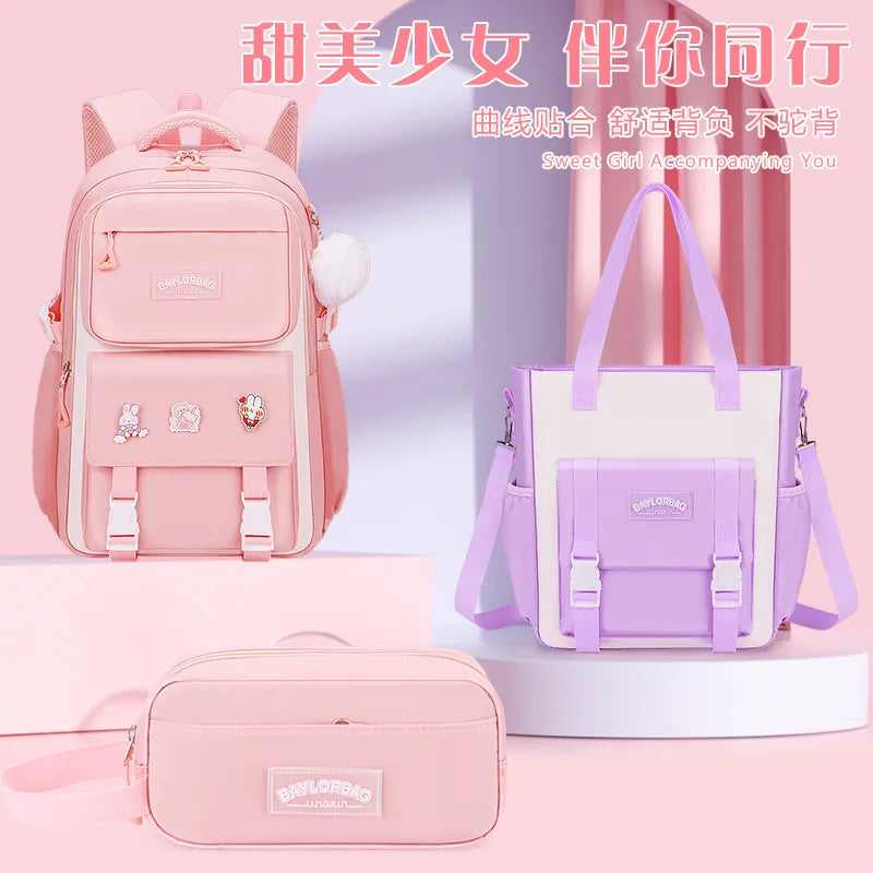 New Anti-splashing High-quality Middle High School Student Schoolbag Girls Large-capacity Burden-reducing Children's Backpack
