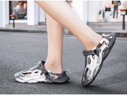 Men's Slippers New 2025 Platform Sandals for Men Anti-slip Mens Shoes Man Wearing Outside Summer Hollow Breathable Flat Pvc