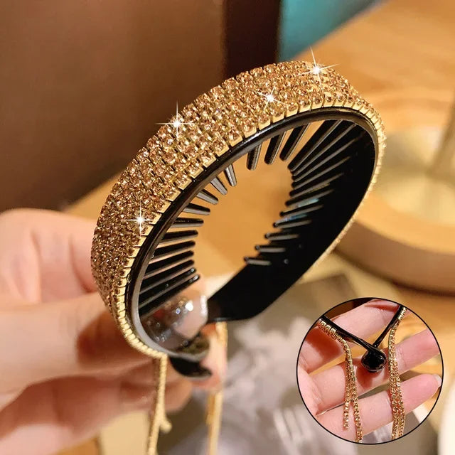 New Fashion Women Luxury Rhinestone  Hair Accessories Tassel Ponytail Hair Claws Lady Sweet Bun Hair Clips Headwear