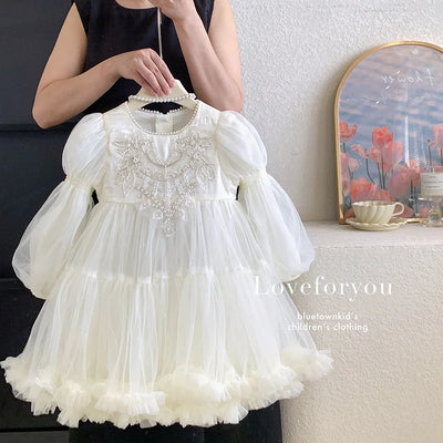 Girls' Princess Dress, High-end Flower Girl, Little Girl's Birthday Western-style Children's Palace Style Pearl Dress