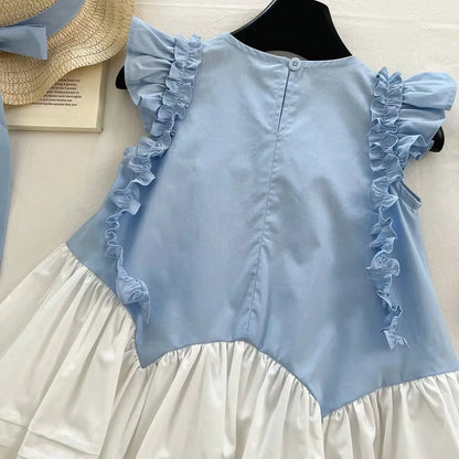 Girls Casual Dresses Bohemian Dimensional-Flower Patchwork Sundress Kids Dresses for Girls 2 To 7 Years Flower Girl Dresses