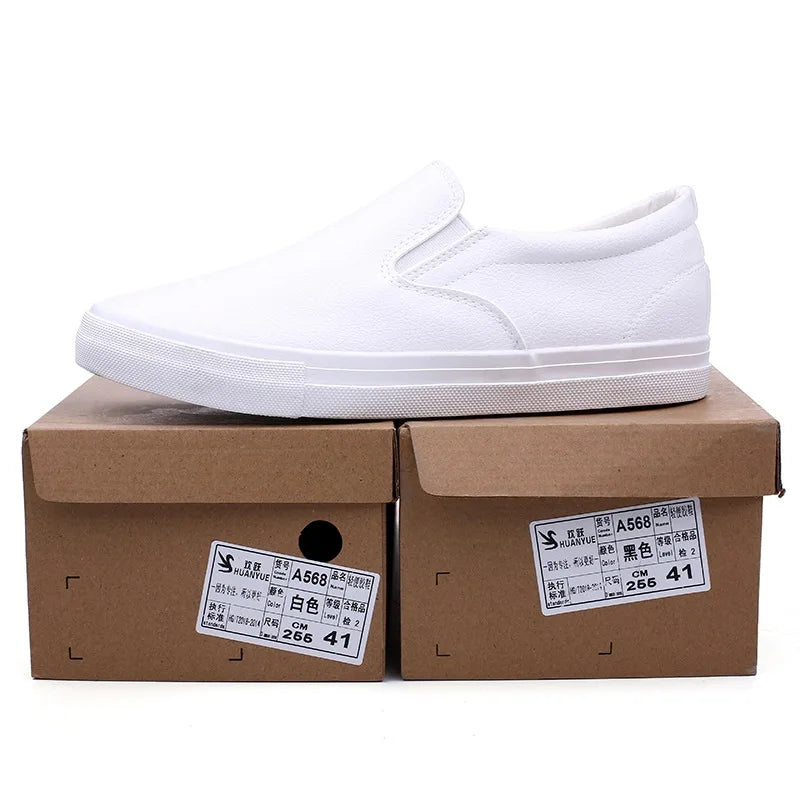 New Shoes for Men Leather Casual Shoes Spring Fashion Concise Flat Shoes 2 Colors Slip-on Loafers (Available)