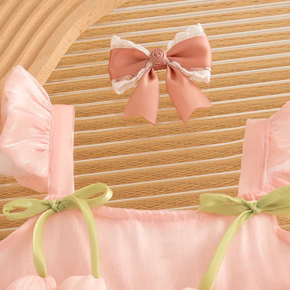 Newborn Girl Dress Layered Chiffon Princess Dress Flower Bow Tutu Dress for Baby Girl