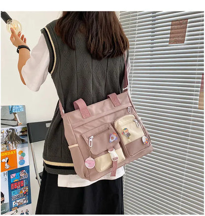 School Tote Book Bags for Girls Satchels Canvas Women Handbags Shoulder Bag Nylon Ladies Messenger Bag Oxford Crossbody Bags