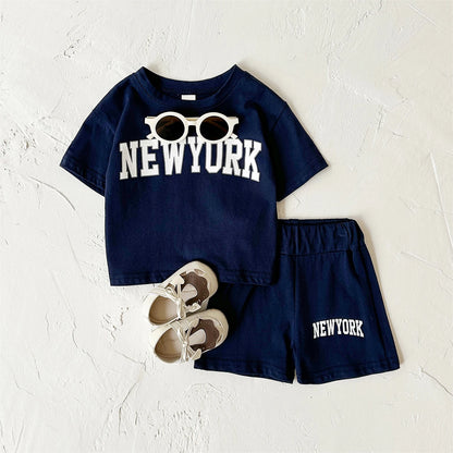 Summer Hot Baby Boys Clothes Pure Cotton Short Sleeved+Shorts Set Letter Printed T-shirt Sports Set Baby Girl Newborn 2PCS