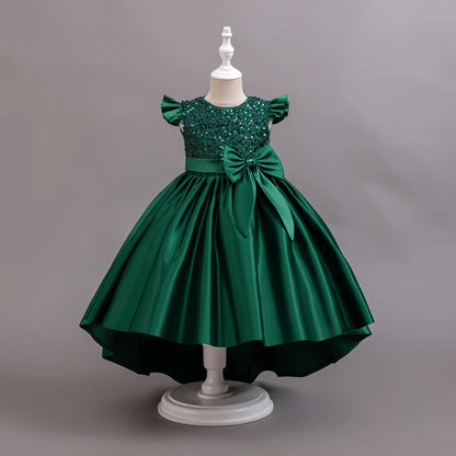 Girl Black Gown Girls Fly Sleeveless Dress Children Wedding Evening Birthday Party Princess Dresses For Children Girls