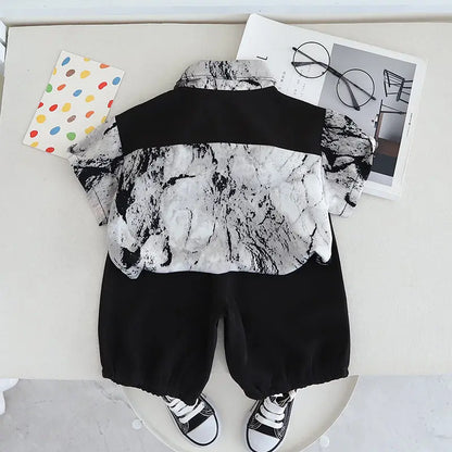 Summer Children Boys National style children's clothes shirt Shorts 2pcs/Set Toddler Fashion Clothing Tracksuit 1 2 3 4 5 Years