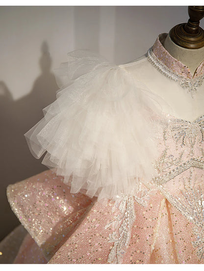 Kids Girls Princess Dress for Party Birthday Exquisite Beadings Sequined Tulle Ball Gown Flower Girl Wedding Dresses Children