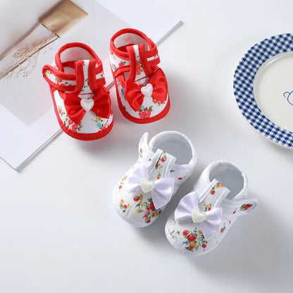 Spring New Princess Shoes 0-1 Year Old Baby Single Shoes Cute Bow Soft Soled Newborn Baby Walking Shoes
