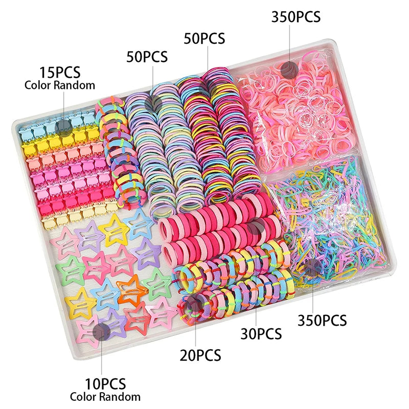 Hair Accessories Set For Girls Hair Clip Set Elastic Rubber Bands Flower Hair Clip Metal Snap Hair Clips For Girls Birthday Gift