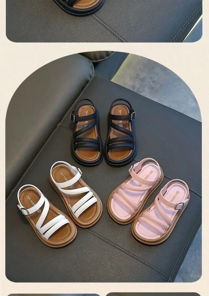 1-10Y Baby Girls Sandals Summer Children's New Cool Fashion Princess Cute Versatile Shoes for Students Flat Sandal Casual Shoe  (Available)