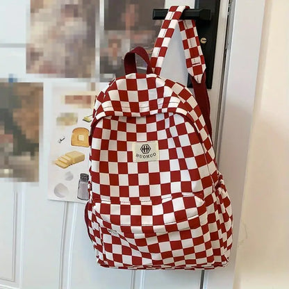 Schoolbags for Female Junior High School Students, High School Students, Middle School Students, Ins Style Girls Backpacks, Girls Checkerboard Backpacks, Five Colors Available