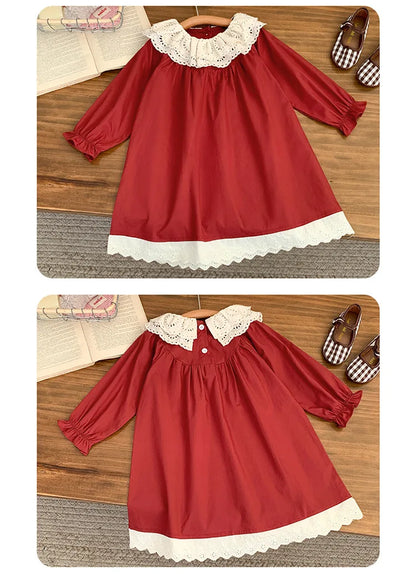 Girls' Dress Spring and Autumn 2025 New Children's Foreign Spring Dress Long Sleeve Skirt Spring Girl Princess Dress