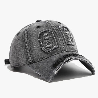 fashion denim baseball cap women men hats vintage distressed letters embroidered cotton soft top casual hats unisex